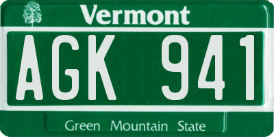 VT license plate AGK941