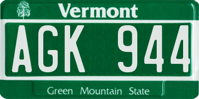 VT license plate AGK944