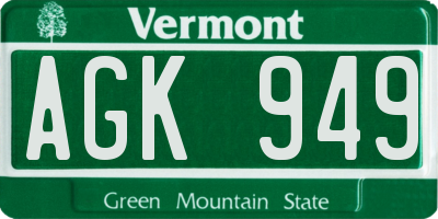 VT license plate AGK949