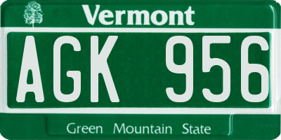 VT license plate AGK956