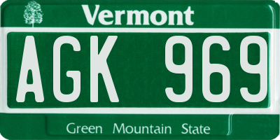 VT license plate AGK969