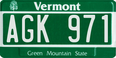 VT license plate AGK971