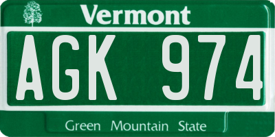VT license plate AGK974