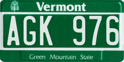 VT license plate AGK976