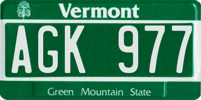 VT license plate AGK977