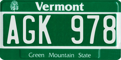VT license plate AGK978