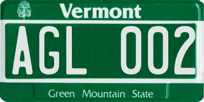VT license plate AGL002