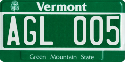 VT license plate AGL005