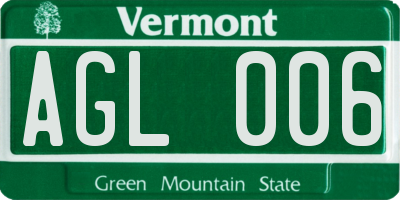 VT license plate AGL006