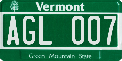 VT license plate AGL007
