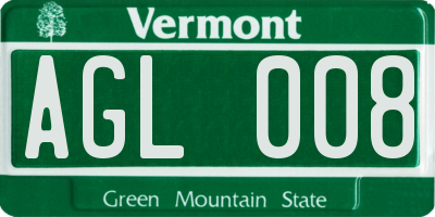 VT license plate AGL008