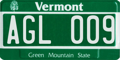 VT license plate AGL009