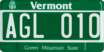 VT license plate AGL010