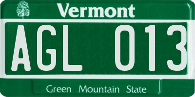 VT license plate AGL013