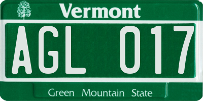 VT license plate AGL017