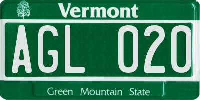 VT license plate AGL020