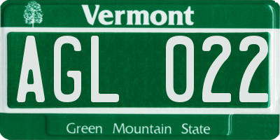 VT license plate AGL022