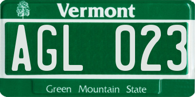VT license plate AGL023