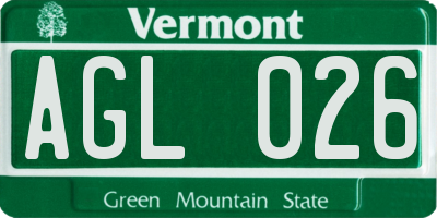 VT license plate AGL026