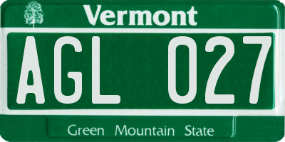 VT license plate AGL027