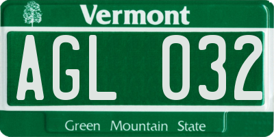 VT license plate AGL032