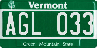 VT license plate AGL033