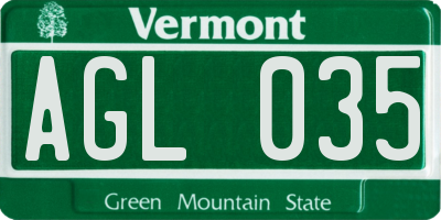 VT license plate AGL035