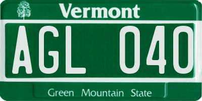 VT license plate AGL040