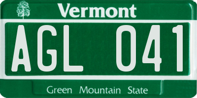 VT license plate AGL041