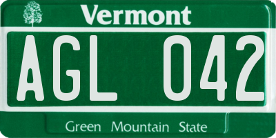 VT license plate AGL042