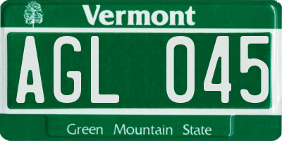VT license plate AGL045