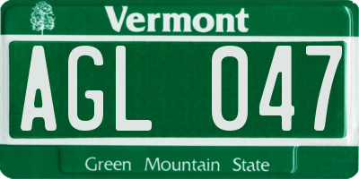 VT license plate AGL047