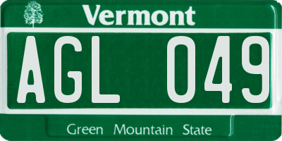 VT license plate AGL049