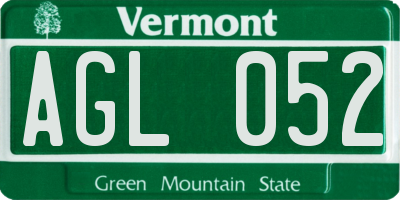 VT license plate AGL052