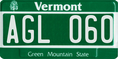 VT license plate AGL060