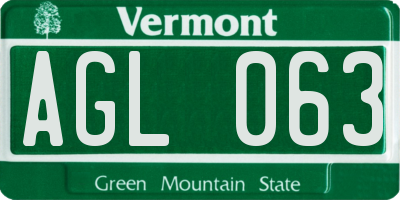 VT license plate AGL063
