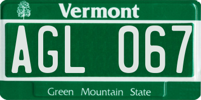 VT license plate AGL067