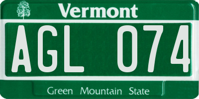 VT license plate AGL074