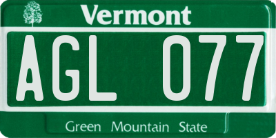 VT license plate AGL077