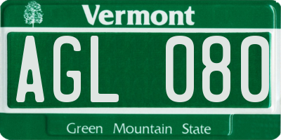 VT license plate AGL080