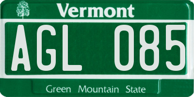 VT license plate AGL085