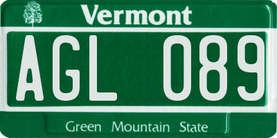 VT license plate AGL089