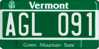 VT license plate AGL091