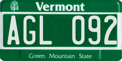 VT license plate AGL092