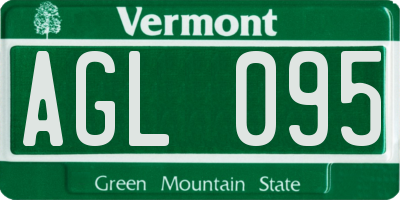 VT license plate AGL095