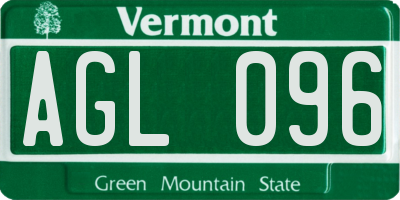 VT license plate AGL096
