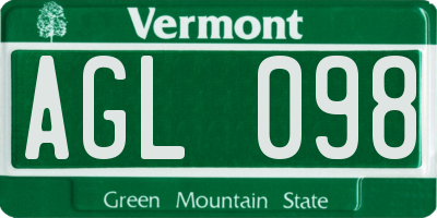 VT license plate AGL098