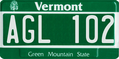 VT license plate AGL102