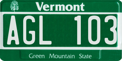 VT license plate AGL103