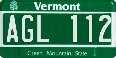 VT license plate AGL112